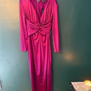 Elegant Pink Long Sleeve Dress